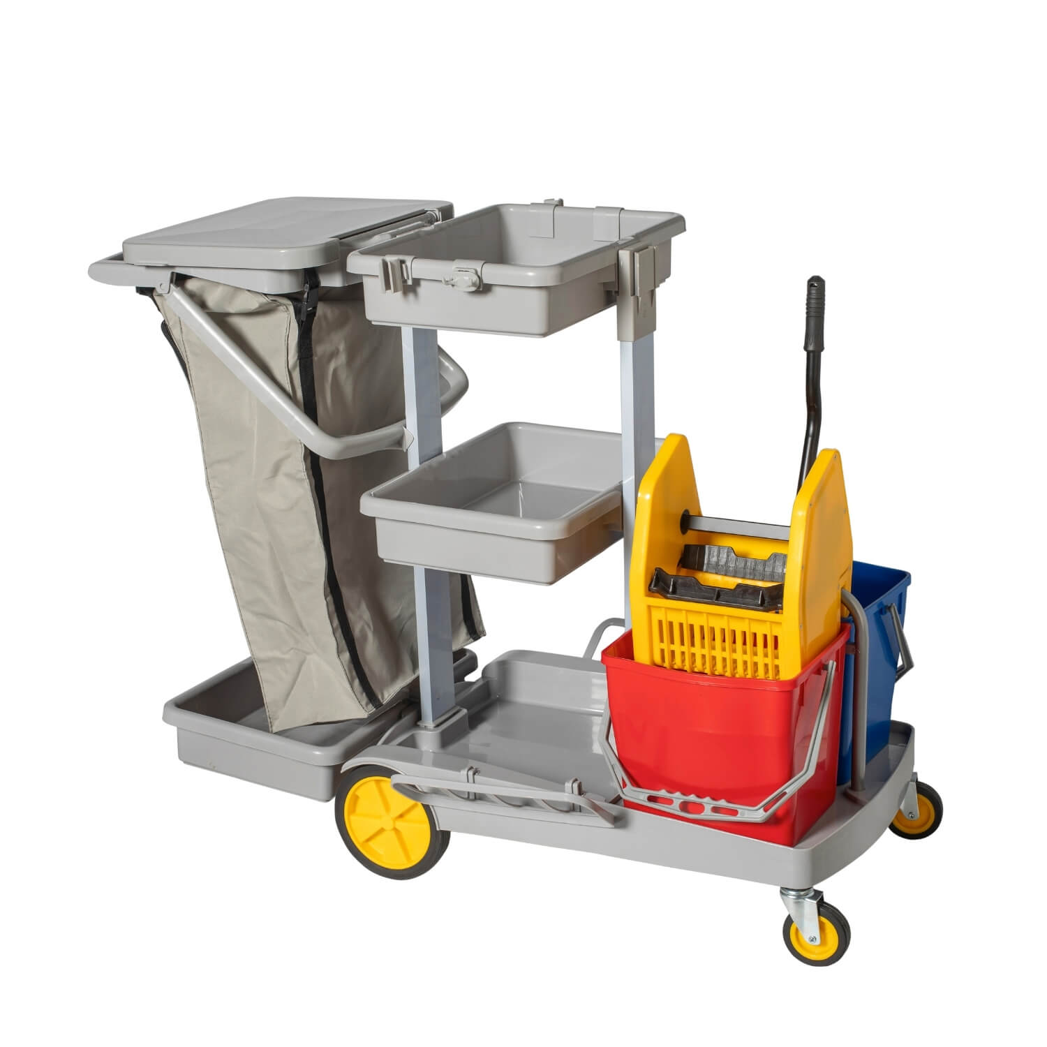 Schoonmaakwagen met zak (grijs)