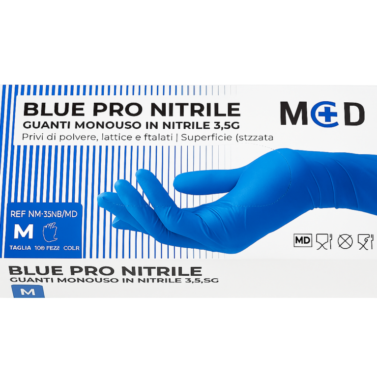 Blue Pro Nitrile Handschoenen (Maat M)